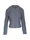 Kz_k Studio Zip-up Long-sleeve Fitted Jacket In Gray