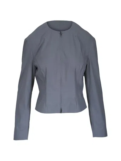 Kz_k Studio Zip-up Long-sleeve Fitted Jacket In Gray