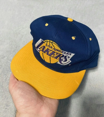 Pre-owned L A Lakers X Nba Vintage Los Angeles Lakers Hype Nba Cap In Purple Yellow