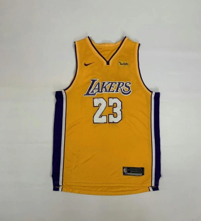 Pre-owned L A Lakers X Nba Vintage Nike Lakers Lebron James 23 Nba Basketball Jersey In Yellow/purple