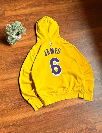 Pre-owned L A Lakers X Nike Lakers Vintage Big Logo Streetwear Hoodie In Yellow