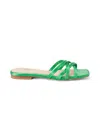 L'agence Abelle Slide Sandal In Amazon Green Satin