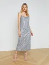 L Agence Achilles Sequinned Slip Dress In Silver/blue Abstract Sequin