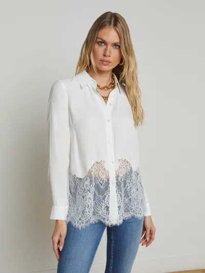 L Agence Adalee Lace Blouse In White