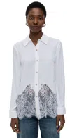 L Agence Adalee Lace Inset Satin Blouse In White