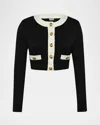 L Agence L'agence Adaline Color Blocked Swim Cover-up Cardigan In Black