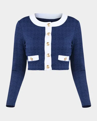 L Agence Adaline Colorblock Chic Swim Cardigan In Marine
