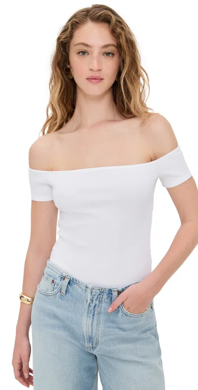 L Agence Adana Off Shoulder Bodysuit White