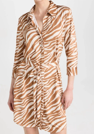 L Agence Addison Shirt Dress In Soft Tan Zebra In Beige