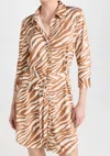L Agence Addison Shirt Dress In Soft Tan Zebra In Multi