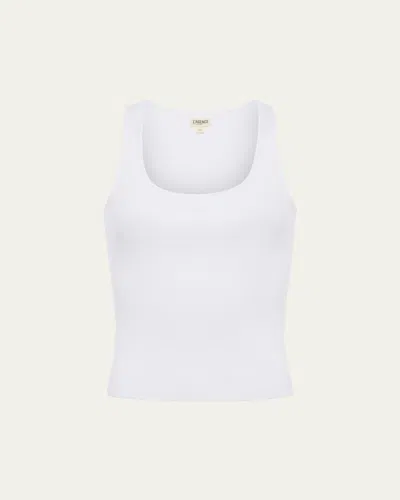 L'agence Womens Ribbed Cotton Stretch Bodysuit In White