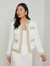 L'agence Agnes Tweed Denim Jacket In White