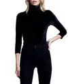 L Agence Aja Tortoiseshell Print Jersey Turtleneck Top In Black