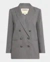 L Agence Aimee Relaxed Double-breasted Blazer In Greyivory Pinstripe