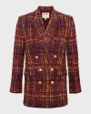 L Agence Aimee Tweed Blazer In Redpink Multi Tweed