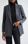 L AGENCE AIMEE STRIPE DOUBLE BREASTED BLAZER