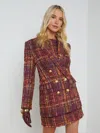 L Agence Aimee Tweed Blazer In Red/pink Multi Tweed