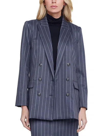 L Agence Aimee Womens Pinstripe Suit Separate Double-breasted Blazer In Blue