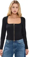 L Agence Ainslee Zip-front Top In Black
