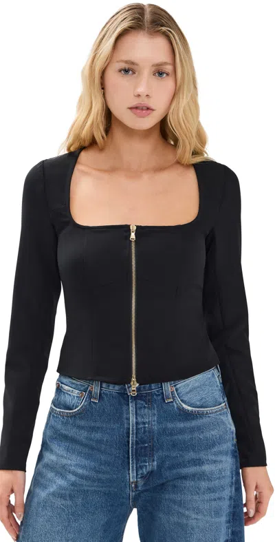 L AGENCE AINSLEE SCOOP NECK TOP BLACK