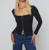 L Agence Ainslee Zip-front Top In Black
