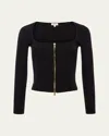 L Agence Ainslee Zip-front Top In Black