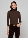 L'agence Aja Turtle Neck 3/4 Slv In Brown