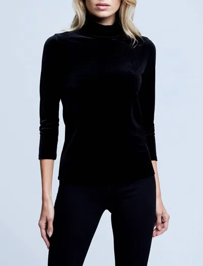 L AGENCE AJA VELVET TOP IN BLACK