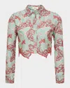 L Agence Akemi Cropped Button-front Shirt In Multi