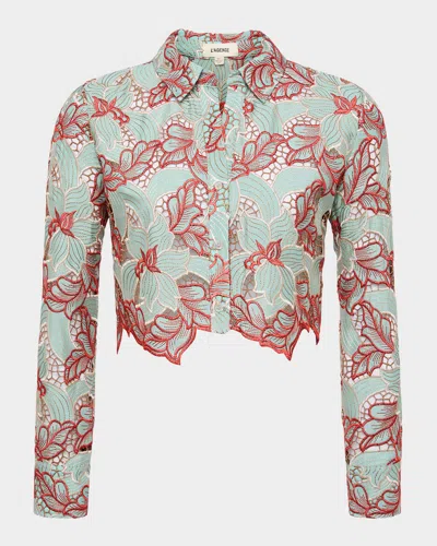 L Agence Akemi Cropped Button-front Shirt In Multi