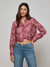 L Agence Akemi Cropped Lace Blouse In Pink
