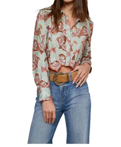 L Agence Akemi Eyelet Blouse In Multi In Blue