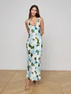 L Agence Akiya Satin Maxi Dress In Multi
