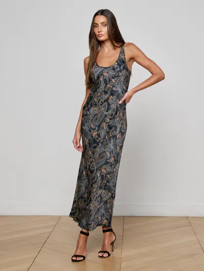 L Agence Akiya Satin Maxi Dress In Black