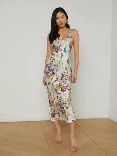 L Agence Akiya Satin Maxi Dress In V Wh M Charonda Btrfly