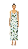 L Agence Akiya Satin Maxi Dress In Blue