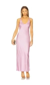 L Agence Akiya Satin Maxi Dress In Lavender
