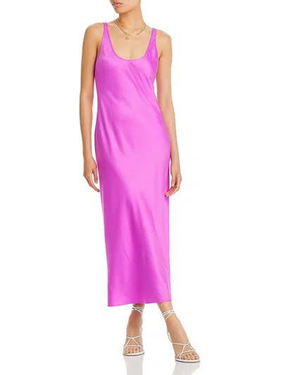 L Agence Akiya Womens Solid Silk Slip Dress In Purple