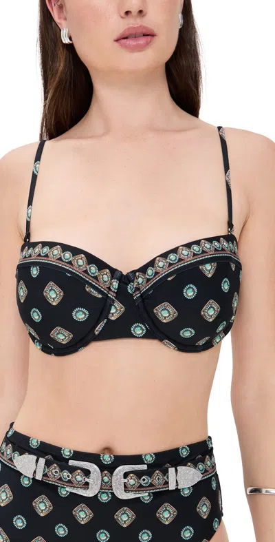 L Agence Alexandra Southwestern Structured Bra Bikini Top Black