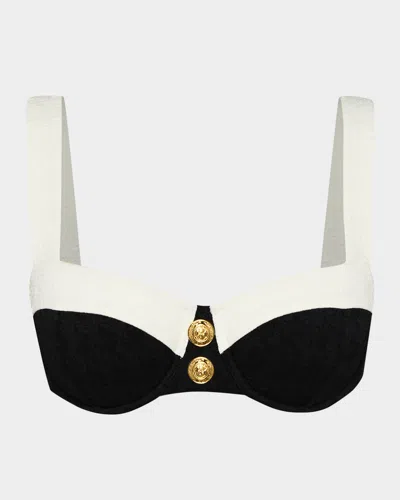 L Agence Alexandria Colorblock Chic Bikini Top In Black