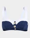L Agence Alexandria Colorblock Chic Bikini Top In Marine