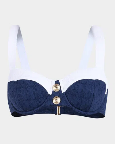 L Agence Alexandria Colorblock Chic Bikini Top In Marine