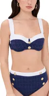 L Agence Alexandria Colorblock Chic Structured Bra Bikini Top Marine In Marine