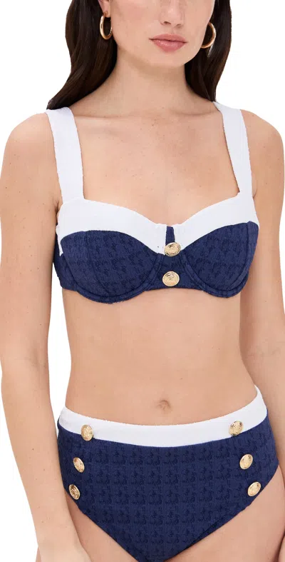 L Agence Alexandria Colorblock Chic Structured Bra Bikini Top Marine