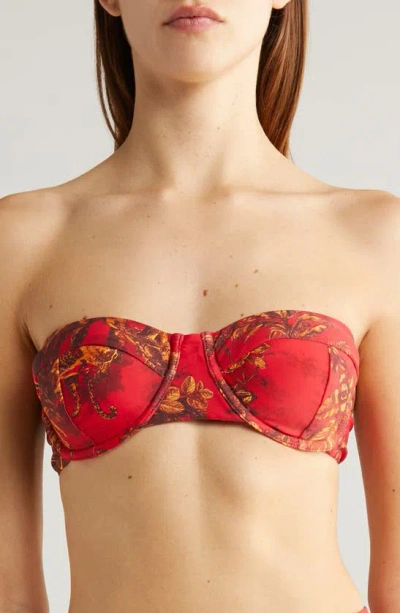 L Agence Alexandria Red Jungle Structured Bikini Top In Scarlet