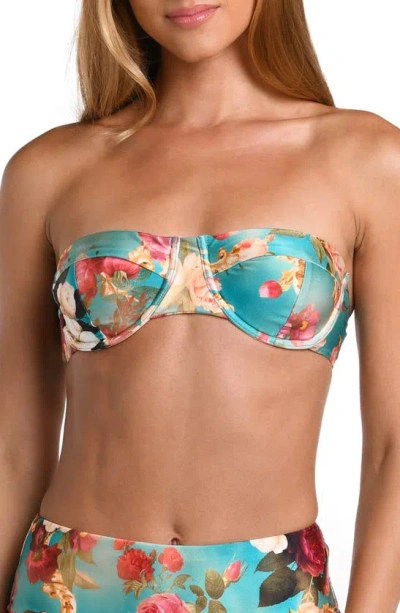 L Agence Alexandria Roses Structured Bikini Top In Denim