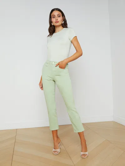 L Agence Alexia Cropped Cigarette Jean In Laurel Green