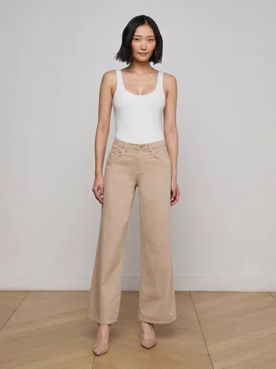 L Agence Alicent Wide-leg Jean In Neutral
