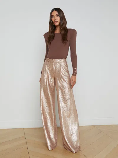 L Agence Allanah Sequin Trouser In Neutrals