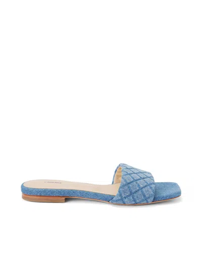 L Agence Aloise Denim Slide Sandal In Light Blue Denim